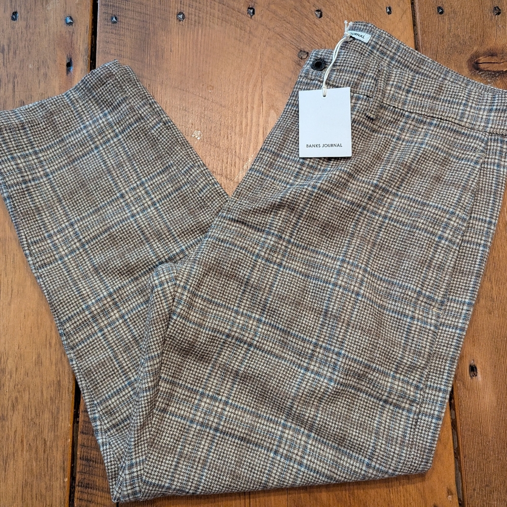 🪞 NWT Banks Journal Men's Brown Plaid Pants size 34